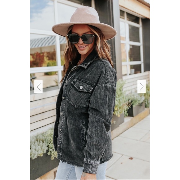 Washed black corduroy jacket - Picture 3 of 8